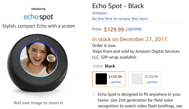 Фото - Запасы Amazon Echo Spot закончились в первый день старта поставок»